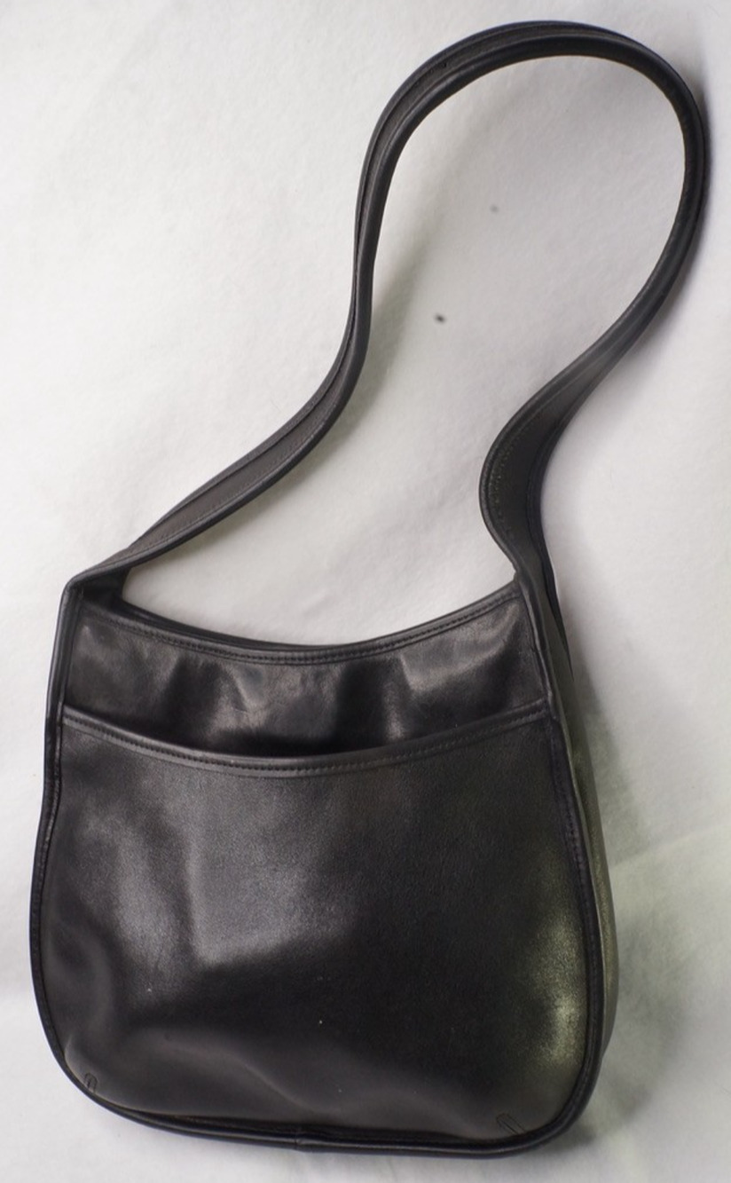 Vintage Old Coach 9047 Black Leather Ergo Shoulder Bag Womens Handbag Purse VTG